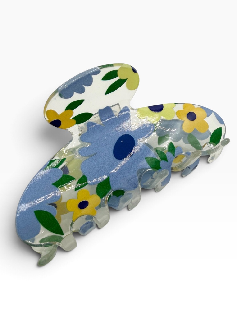 Clear Floral Print Hair Clip New